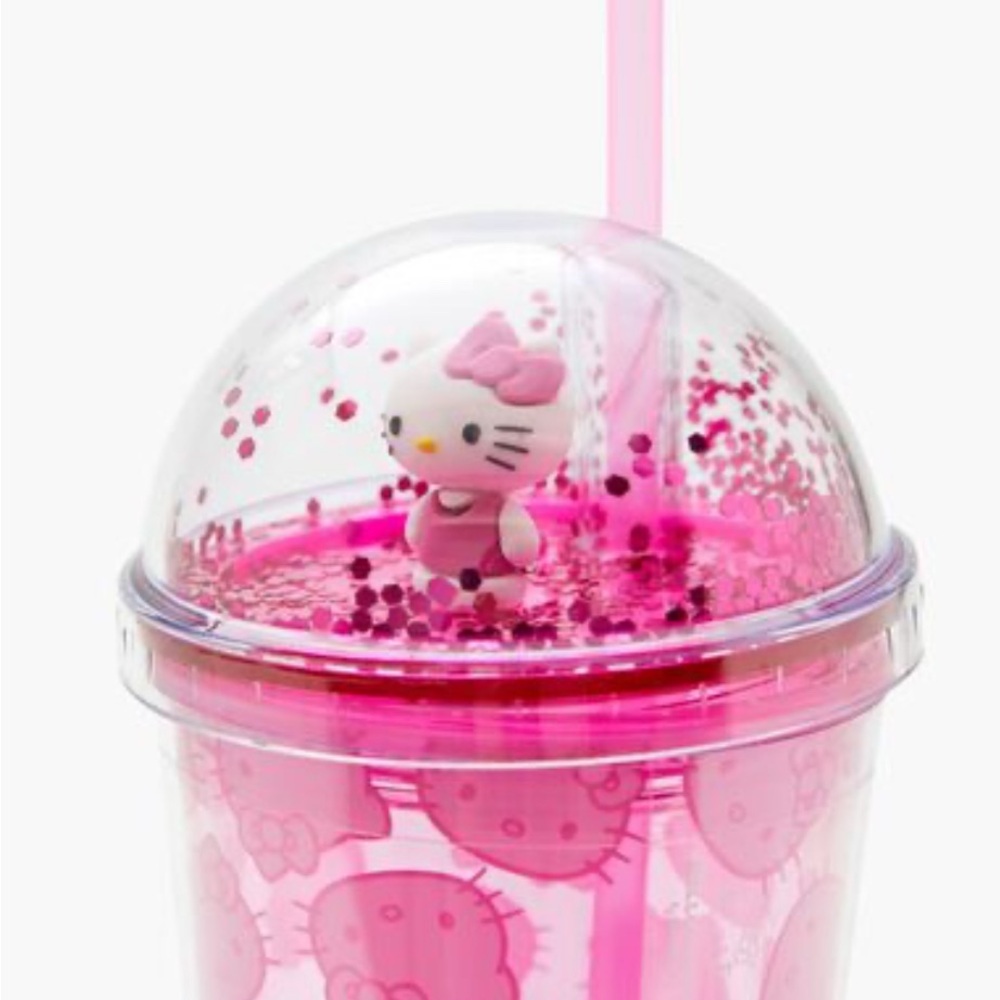 Hello Kitty Glitter Tumbler & Straw Set